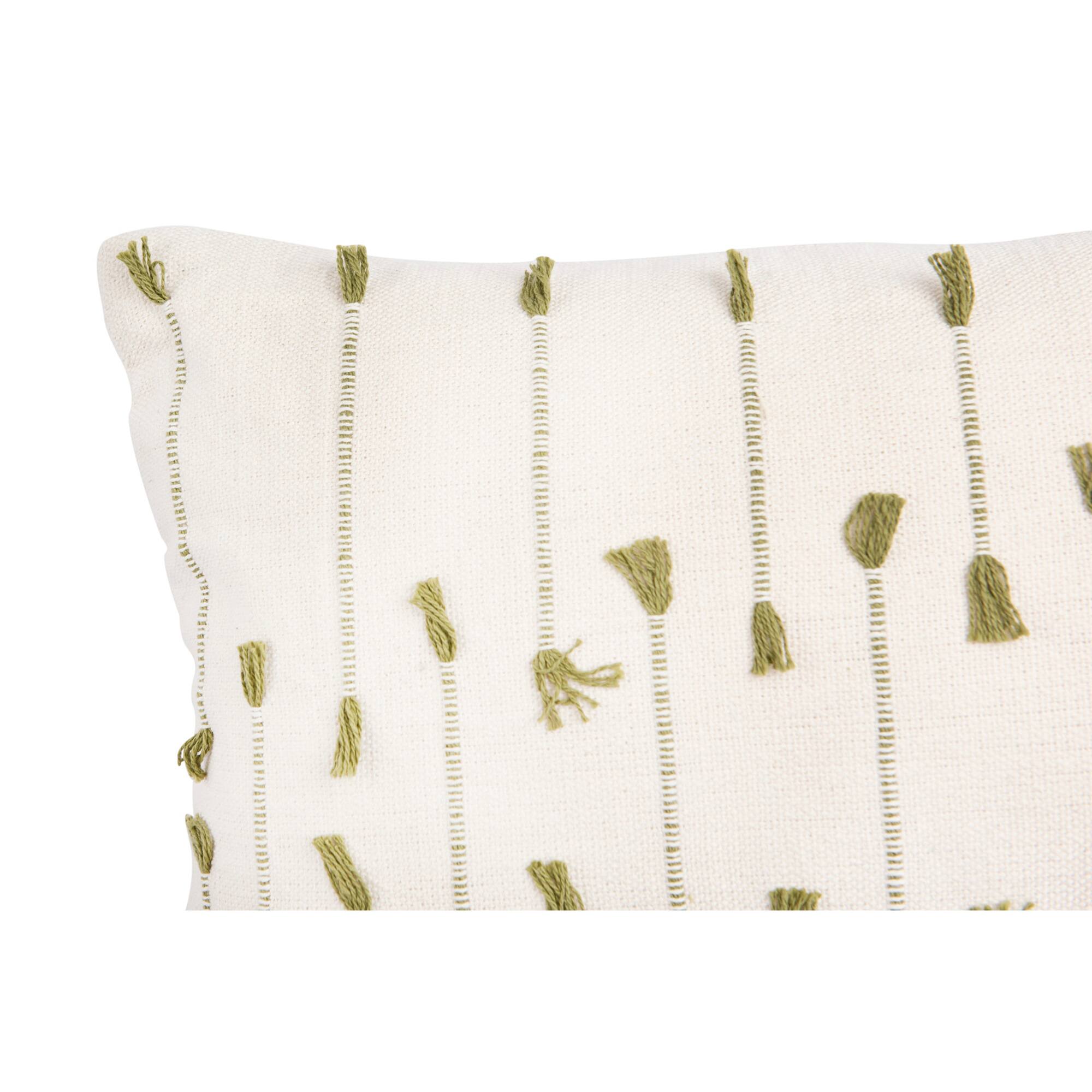 Hello Honey® Green & White Handwoven Lumbar Pillow with Tassels
